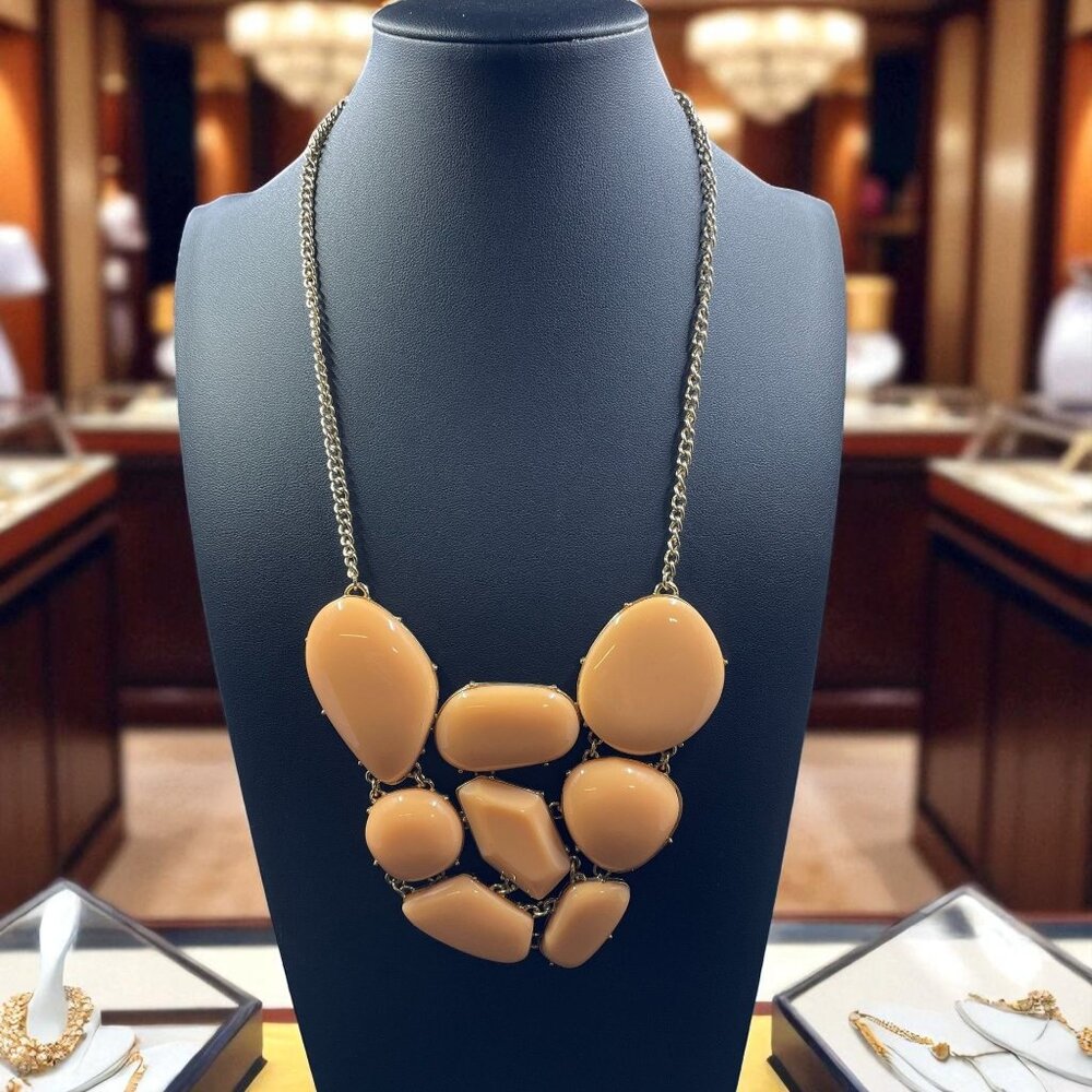 Chunky Peach‎ Bib Necklace Statement Pastel Bold Coquette Soft Girl Spring Glam